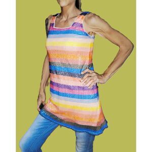 Poppies and Roses ~ Sparkly Rainbow Sequin Mini Dress or Tunic Top ~ Size 12